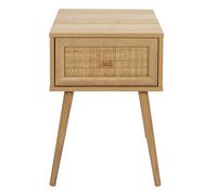 MAYA - Chevet 1 Tiroir Effet Bois et Façade Rotin - Altobuy Marron G