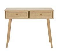 AltoBuy Maya - Console 2 Tiroirs Effet Bois et Façades Rotin