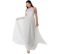 Maya deluxe - 6134-MAXI-SGREY - Robe Longue Dos Nu a Paillettes pour Demoiselle d'honneur, Bal de Fin d'annee, Mariage Femme S