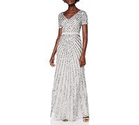 Maya Deluxe Femme Maya Longue À Rayures et Manches Courtes Robe de demoiselle d honneur, Gris, 52 EU