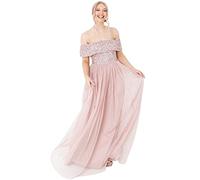 Maya Deluxe Maya Berry Embellished Halter Neck Maxi Dress Robe de Demoiselle d'honneur, Rose givré., 36