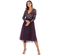 Maya Deluxe Maya Berry Embellished Halter Neck Maxi Dress Robe de Demoiselle d'honneur, baie, 44