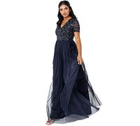Maya Deluxe Maya Berry Embellished Halter Neck Maxi Dress Robe de Demoiselle d'honneur, bleu marine, 48
