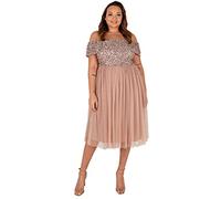 Maya Deluxe Maya Berry Embellished Halter Neck Maxi Dress Robe de Demoiselle d'honneur, Blush taupe, 42