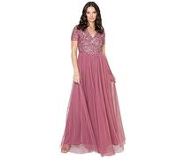 Maya Deluxe Maya Berry Embellished Halter Neck Maxi Dress Robe de Demoiselle d'honneur, Desert Rose, 52