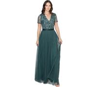 Maya Deluxe Maya Berry Embellished Halter Neck Maxi Dress Robe de Demoiselle d'honneur, Emerald Green, 44
