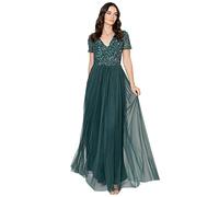 Maya Deluxe Maya Berry Embellished Halter Neck Maxi Dress Robe de Demoiselle d'honneur, Emerald Green, 38