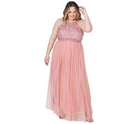 Maya Deluxe Maya Berry Embellished Halter Neck Maxi Dress Robe de Demoiselle d'honneur, fleurs, 40