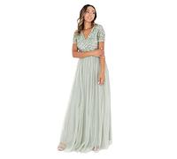 Maya Deluxe Maya Berry Embellished Halter Neck Maxi Dress Robe de Demoiselle d'honneur, Green Lilly, 34