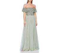 Maya Deluxe Maya Berry Embellished Halter Neck Maxi Dress Robe de Demoiselle d'honneur, Green Lilly, 38