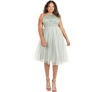 Maya Deluxe Maya Berry Embellished Halter Neck Maxi Dress Robe de Demoiselle d'honneur, Lys vert., 36