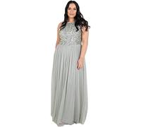 Maya Deluxe Maya Berry Embellished Halter Neck Maxi Dress Robe de Demoiselle d'honneur, Lys vert., 42