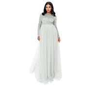 Maya Deluxe Maya Berry Embellished Halter Neck Maxi Dress Robe de Demoiselle d'honneur, Lys vert., 42