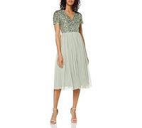 Maya Deluxe Maya Berry Embellished Halter Neck Maxi Dress Robe de Demoiselle d'honneur, Lys vert., 42 / SIZE 14