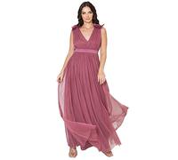 Maya Deluxe Maya Berry Embellished Halter Neck Maxi Dress Robe de Demoiselle d'honneur, Rose désert, 50