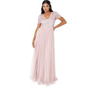 Maya Deluxe Maya Berry Embellished Halter Neck Maxi Dress Robe de Demoiselle d'honneur, Rose givré., 38