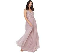 Maya Deluxe Maya Berry Embellished Halter Neck Maxi Dress Robe de Demoiselle d'honneur, Rose givré., 38