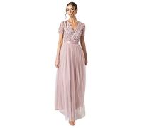 Maya Deluxe Maya Berry Embellished Halter Neck Maxi Dress Robe de Demoiselle d'honneur, Rose givré., 42