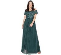 Maya Deluxe Maya Berry Embellished Halter Neck Maxi Dress Robe de Demoiselle d'honneur, vert émeraude, 50