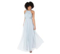 Maya Deluxe Womens Ladies Bridesmaid Maxi Dress Halter Neck Sequin Embellished Prom Graduation Wedding Robe de Demoiselle d'honneur, Ice Blue, 40 Femme