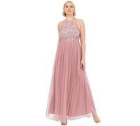 Maya Deluxe Womens Ladies Bridesmaid Maxi Dress Halter Neck Sequin Embellished Prom Graduation Wedding Robe de Demoiselle d'honneur, Vintage Rose, 40 Femme