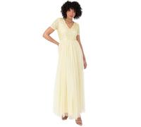 Maya Deluxe Maya Deluxe Womens Ladies Dress for Wedding Guest Plus Size Empire High Waist Sequins Short Sleeve Evening Bridesmaid, Robe de Demoiselle d'honneur Femme, Lemon,