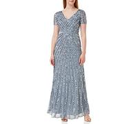 Maya Deluxe Pailletten Maxi Abendkleid Elegant für Hochzeit V-Ausschnitt A-linien-schnitt Brautjungfernkleid Robe de Demoiselle d'honneur, Dusty Blue, 36 aux Femmes
