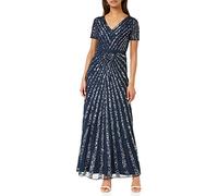 Maya Deluxe Pailletten Maxi Abendkleid Elegant für Hochzeit V-Ausschnitt A-linien-schnitt Brautjungfernkleid Robe de Demoiselle d'honneur, Navy, 48 aux Femmes