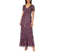 Maya Deluxe Pailletten Maxi Abendkleid Elegant für Hochzeit V-Ausschnitt A-linien-schnitt Brautjungfernkleid Robe de Demoiselle d'honneur, Berry, 52 aux Femmes