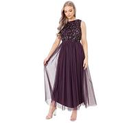 Maya deluxe - PL1-11-98-BERRY - Berry Embellished Midaxi Dress Robe de Demoiselle d'honneur Femme XXL