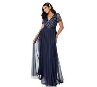 Maya deluxe - RL004-MM - Maya Robe Longue de Demoiselle D'honneur A Manches Courtes Taupe Robe de demoiselle d'honneur Femme XS