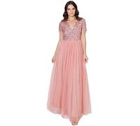 Maya Deluxe Robe de Soirée Femme Maxi, à Manches Courtes, Taille Empire, Robe Demoiselle d'honneur, pour Bal, Mariages