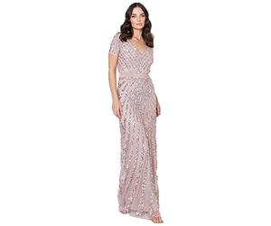 Maya Deluxe Robe de Soirée Femme Maxi, à Paillettes, Taille Haute Empire, Col V, pour Bal de Promo, Mariage, Mariée
