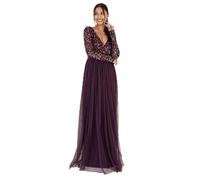 Maya Deluxe Robe d'invitée de Mariage Femme Manches Longues et col V Vert