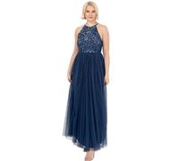 Maya Deluxe Robe Longue Dos Nu À Paillettes pour Demoiselle d'honneur, Bal de Fin D'année, Mariage d'honneur, Bleu Marine, 46 Femme
