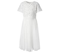 Maya Deluxe Robe midi pour Fille avec Paillettes pour Mariage, Anniversaire, Demoiselle d'honneur, Ivoire, 9-10 Ans