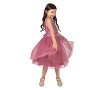 Maya Deluxe Robe midi pour Filles avec Paillettes décorées, Tutu de Demoiselle d'honneur, Mariage avec nœud de Ceinture, Rose Désert, 7 Years
