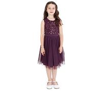 Maya Deluxe Robe midi pour Filles avec Paillettes décorées, Tutu de Demoiselle d'honneur, Mariage avec nœud de Ceinture, Bordeaux, 3 Years