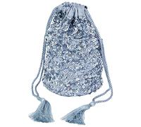 Maya Deluxe Womens Handbag Ladies Sequin Bag Bridesmaids Sparkling Drawstring Coin Purse Pouch for Evening Prom Party, Embrayage Femmes, Vieux Bleu, Taille Unique