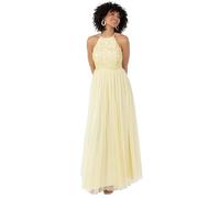 Maya Deluxe Womens Ladies Bridesmaid Maxi Dress Halter Neck Sequin Embellished Prom Graduation Wedding Robe de Demoiselle d'honneur, Lemon, 40 Femme