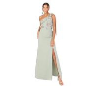 Maya Deluxe Women's Maxi Dress Ladies One Shoulder Sleeveless Floral Embellished Side Split A-Line Bridesmaid Wedding Guest Prom, Vert Lys 44