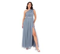 Maya Deluxe Women's Maxi Dress Ladies One Shoulder Sleeveless Floral Sequin Embellished Sash Tie Belt Tulle A-Line Split Bridesmaid Dress Femme (Lot de 1)