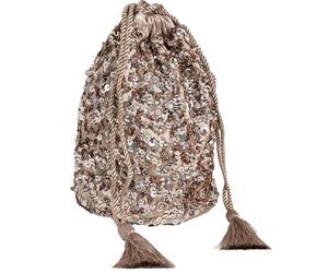 Maya Deluxe Womens Sequin Handbag Ladies Sequin Bag for Bridesmaids Sparkling Drawstring Coin Purse Pouch for Evening Prom Party, Embrayage aux femmes, Taupe Blush,