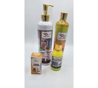Maya Lune d'Or Set de Soin Éclaircissant, Lait Teint Métisse au Collagène, Gel Douche, Potion Magique, Concentré Blanchisseur