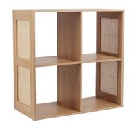 MAYA - Rangement 4 Cases Effet Bois et Façades Rotin - Altobuy Marron