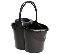 MAYA Seau Ovale avec égouttoir de 15 l. avec poignée Ergonomique. Égouttoir Gris. Fabriqué en PPL. Grande variété de Couleurs. Noir