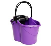 MAYA Seau Ovale avec égouttoir de 15 l. avec poignée Ergonomique. Égouttoir Gris. Fabriqué en PPL. Grande variété de Couleurs (Violet)