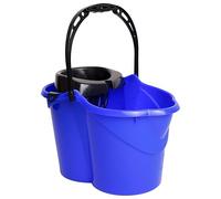 MAYA Seau Ovale avec égouttoir de 15 l. avec poignée Ergonomique. Égouttoir Gris. Fabriqué en PPL. Grande variété de Couleurs (Bleu)