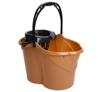 MAYA Seau Ovale avec égouttoir de 15 l. avec poignée Ergonomique. Égouttoir Gris. Fabriqué en PPL. Grande variété de Couleurs (Marron)