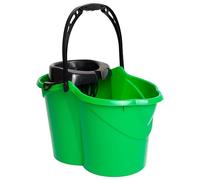 MAYA Seau Ovale avec égouttoir de 15 l. avec poignée Ergonomique. Égouttoir Gris. Fabriqué en PPL. Grande variété de Couleurs (Vert)